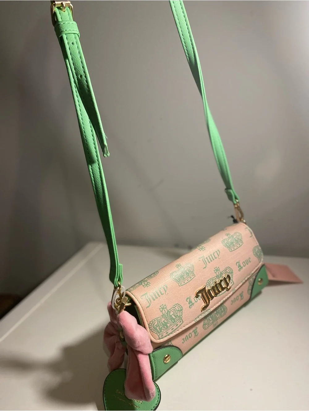 Juicy Couture Pink and Mint Heart Charm Shoulder Bag - Picture 7 of 7